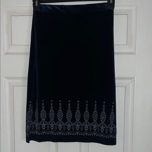 International Newport Group Blue Velvet Glitter Graphic Skirt